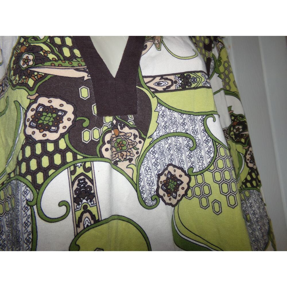 Talbots Woman green brown paisley‎ v neck knit top 3X 3/4 sleeve - Picture 2 of 4